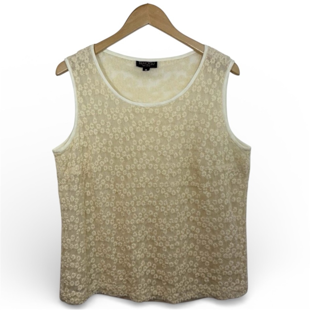 Tamotsu Blouse Top 16 Sleeveless Wool Embroidered Boho Floral Fairy Ethereal